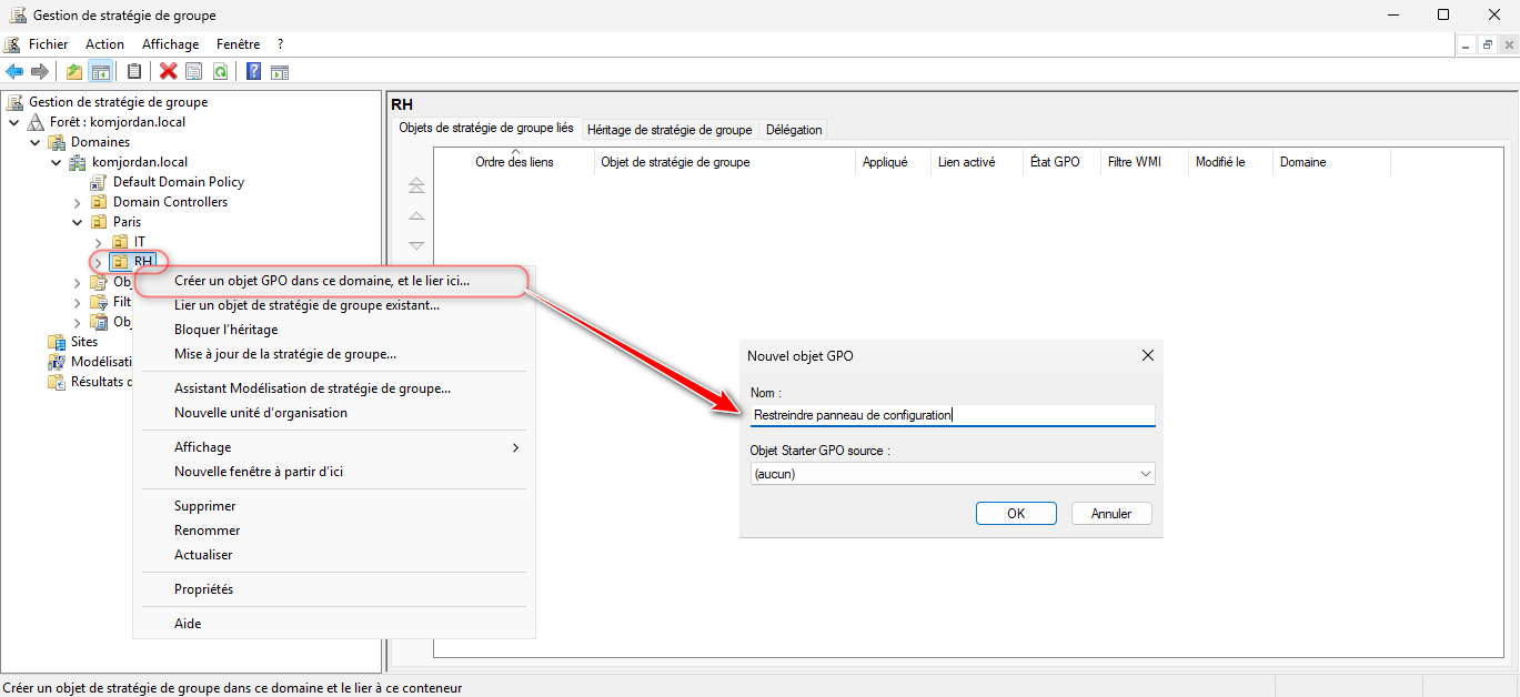 GPO Restreindre panneau de configuration