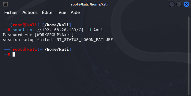 Tentative de connexion smbclient