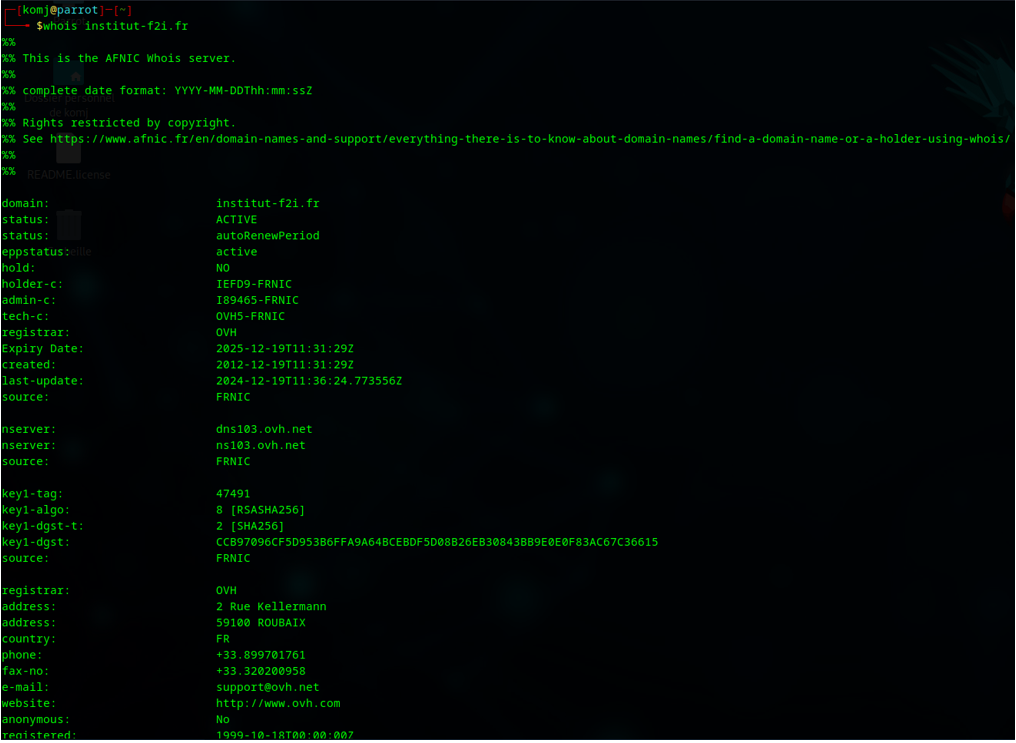 Résultat WHOIS